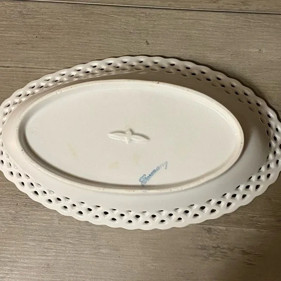Vintage Germany Hand Painted Floral Lattice Porcelain Dish -Excellent Condition - Picture 4 of 4